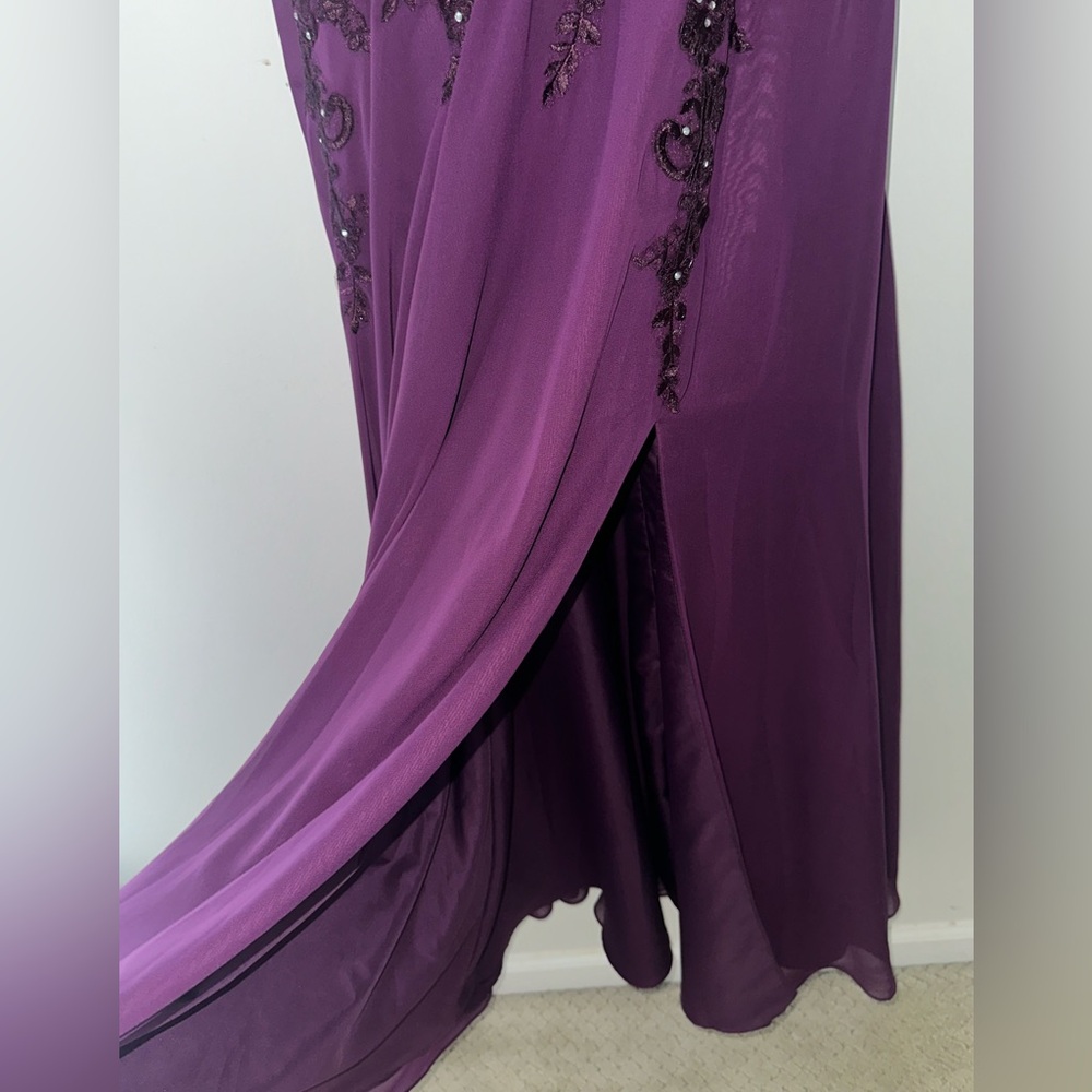 JJs House Deep Purple Grape Maxi Chiffon Dress Evening Gown size 8 - Picture 7 of 10